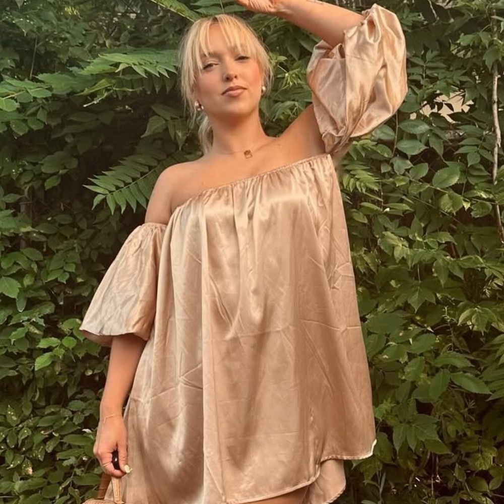 Elegant Off-Shoulder Satin Dress
